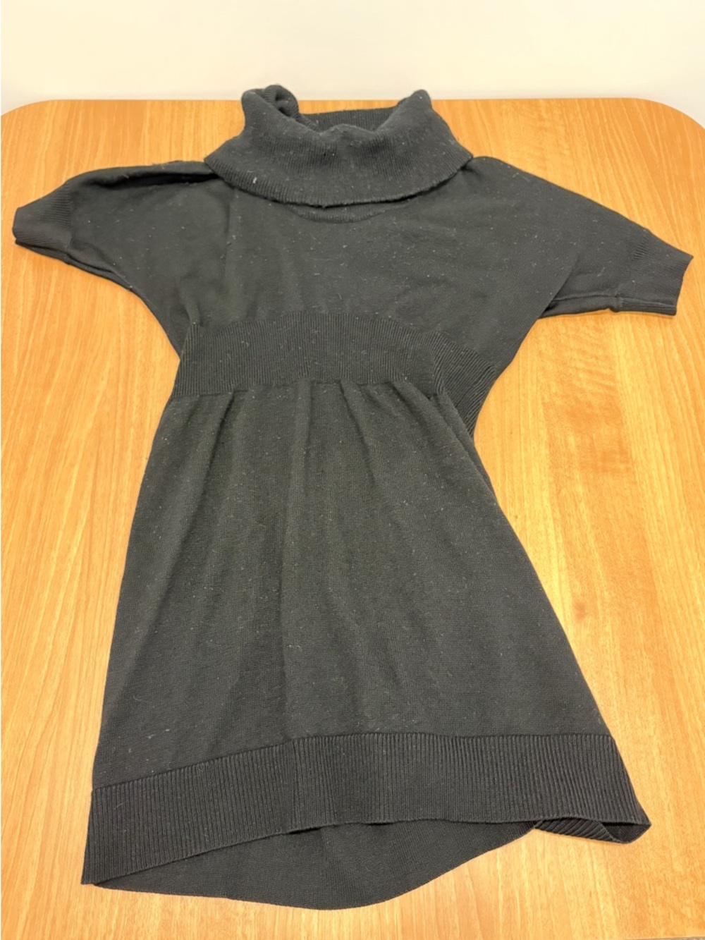 LOFT Black Turtleneck Short-Sleeve Sweater Dress L